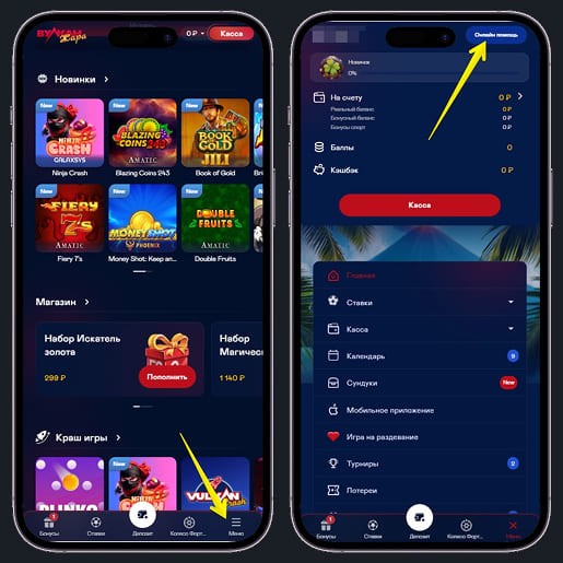 Ссылка на вкладку техподдержки